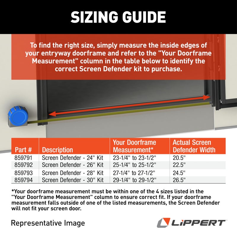Lippert Components 859791 Screen Defender RV Entry Door Aluminum Screen Protector, 24-inch Door (20.5" Screen Kit) - Image 3